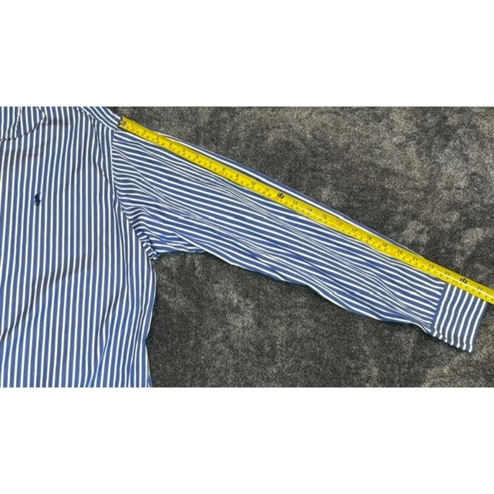 Polo Ralph Lauren Mens XXL Classic Fit Blue White Striped Button Down Shirt